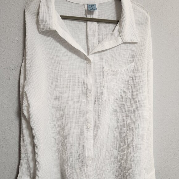 Shade & Shore White Gauze Muslin Swim Shirt XL - Picture 3 of 9